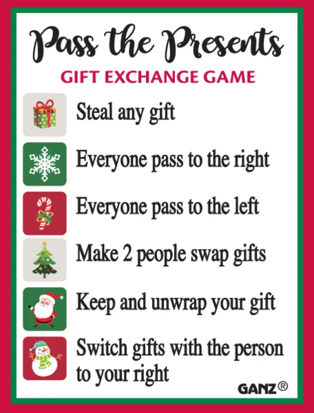 Pass the Presents White Elephant Gift Exchange Game Christmas Token Charm