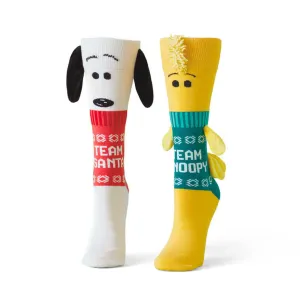 Peanuts Snoopy and Woodstock in Christmas Sweaters Mismatched Novelty Socks