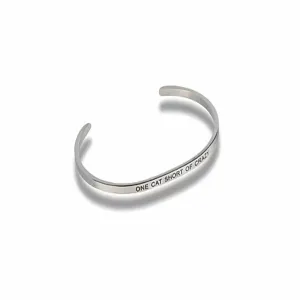 "One Cat Short Of Crazy" Silver Embracelet