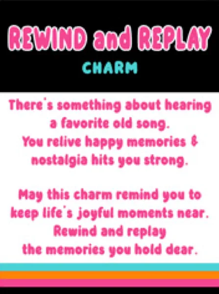 Rewind & Replay Vintage Music Tape Token Charm 2"