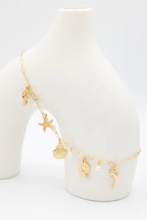 Sea Life Charm Necklace in Gold | JNC407GDCRM
