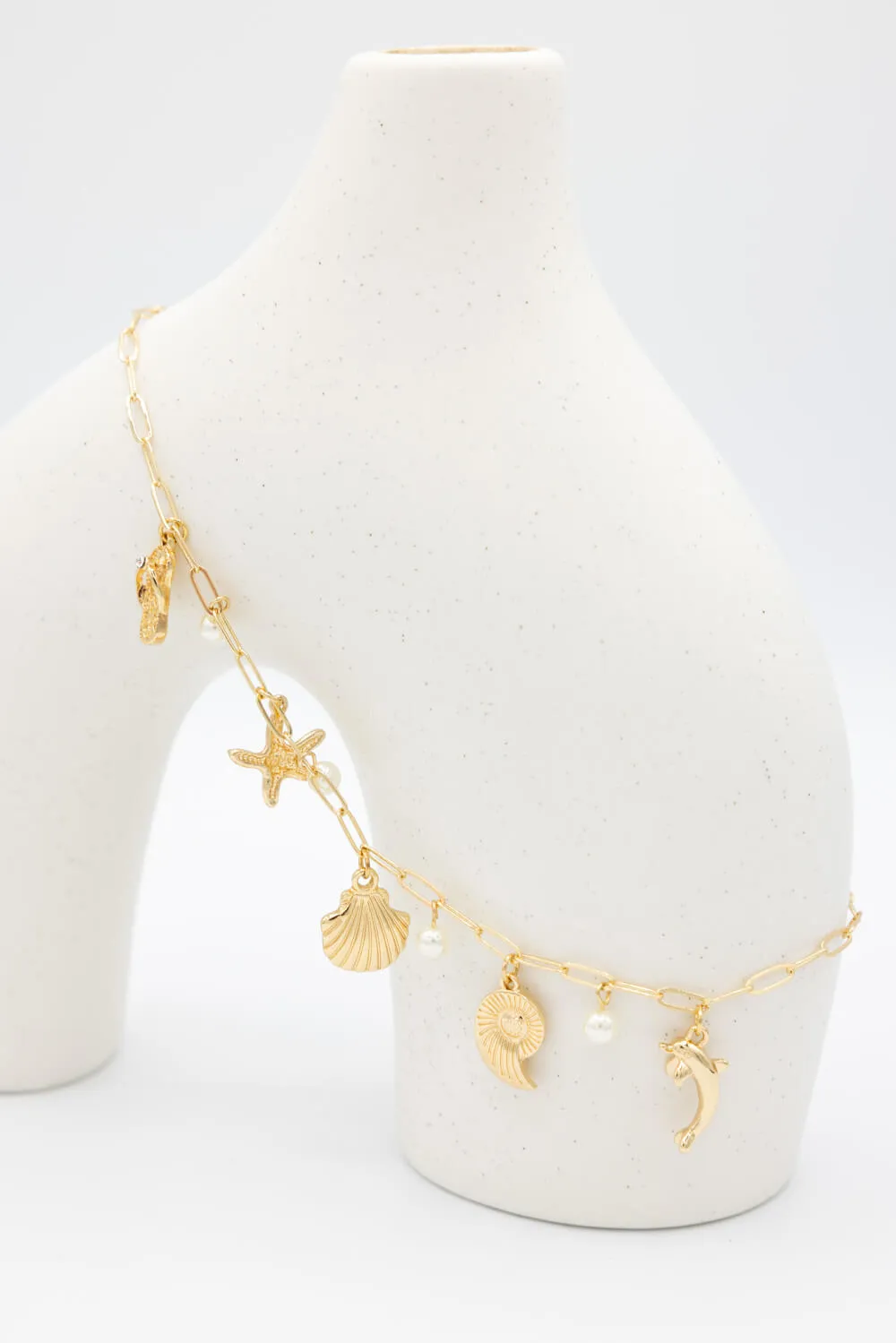 Sea Life Charm Necklace in Gold | JNC407GDCRM