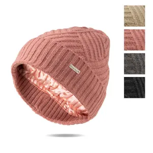 Silky Satin Lining Knit Beanie Hat