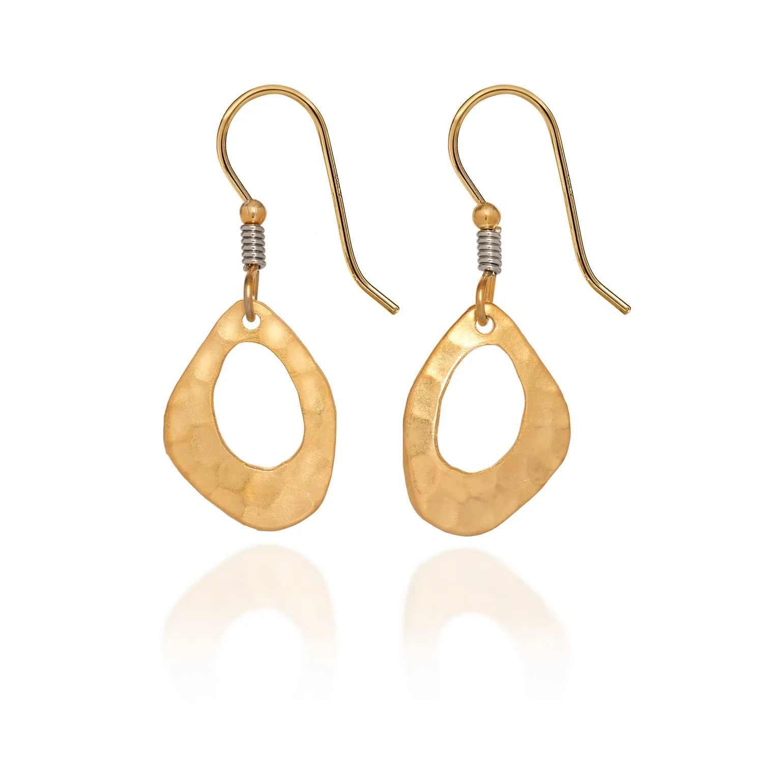 Silver Forest Gold Open Shape & Wire Wrap Pierced Earrings