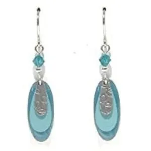 Silver Forest Mixed Turquoise Layered Shapes Pierced Earrings