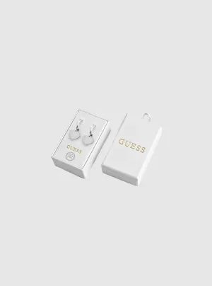 Silver Plain Heart Earrings Guess