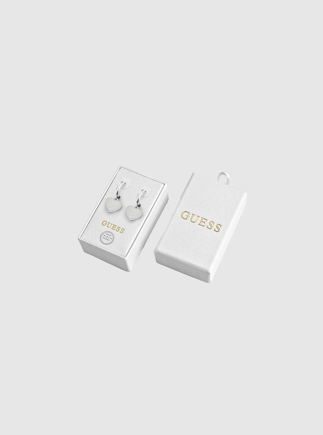 Silver Plain Heart Earrings Guess
