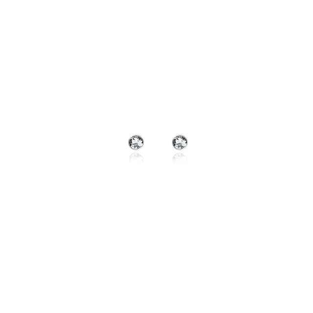 Spirit by Silver Forest 4mm Clear Crystal Stud Earrings in Silver