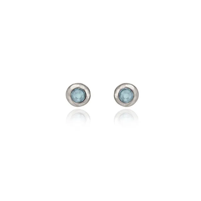 Spirit by Silver Forest Aqua Stone in Organic Frame Earrings in Silver