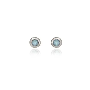 Spirit by Silver Forest Aqua Stone in Organic Frame Earrings in Silver