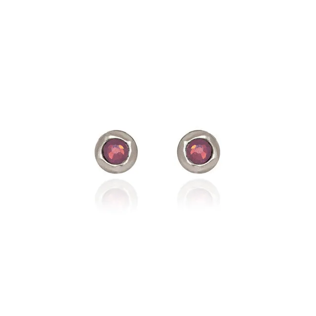 Spirit by Silver Forest Aurora Round Bezel Stud Earrings in Silver in Silver