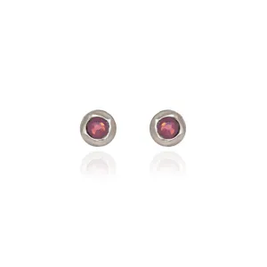 Spirit by Silver Forest Aurora Round Bezel Stud Earrings in Silver in Silver