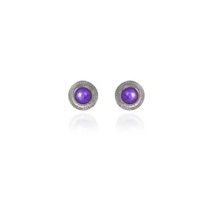Spirit by Silver Forest Dainty Purple Stone Stud Earrings in Silver