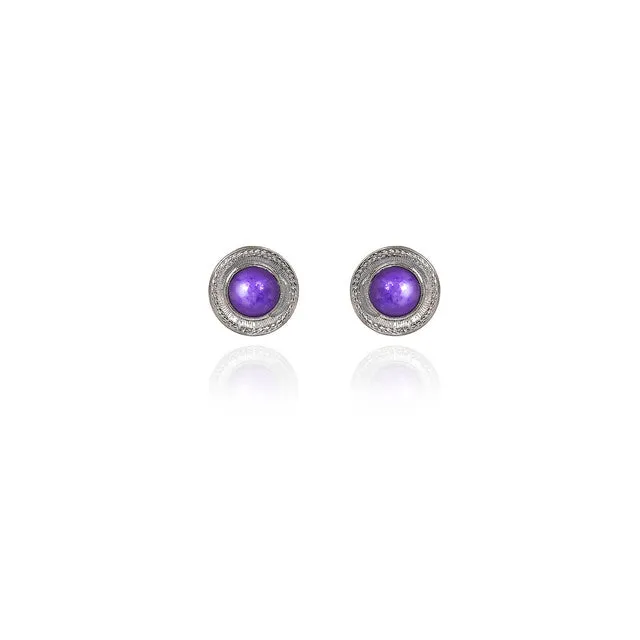Spirit by Silver Forest Dainty Purple Stone Stud Earrings in Silver