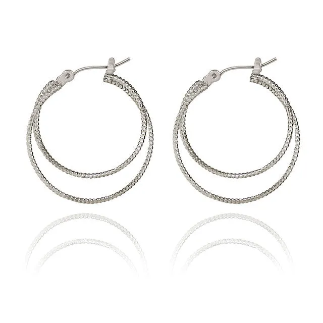 Spirit by Silver Forest Double Interlocking Hoop Earrings in Silver