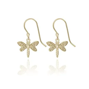 Spirit by Silver Forest Dragonfly Dangle Earrings in Gold