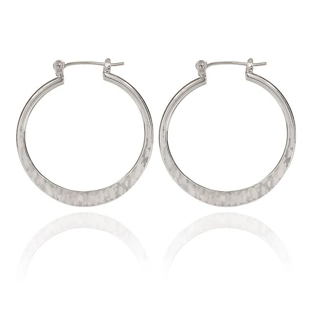 Spirit by Silver Forest Hammered Hoop Earrings in Silver