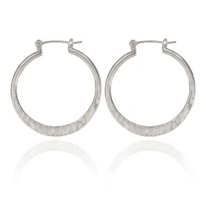 Spirit by Silver Forest Hammered Hoop Earrings in Silver