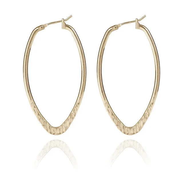 Spirit by Silver Forest Hammered Olive Hoop Earrings in Gold