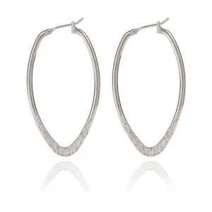 Spirit by Silver Forest Hammered Olive Hoop Earrings in Silver