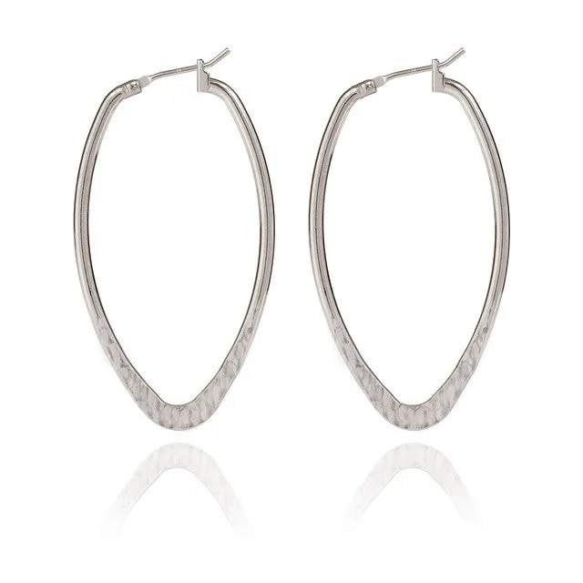 Spirit by Silver Forest Hammered Olive Hoop Earrings in Silver