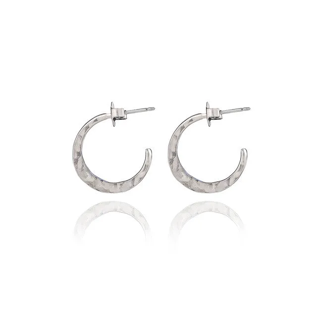 Spirit by Silver Forest Medium Hammered Hoop Earrings in Silver