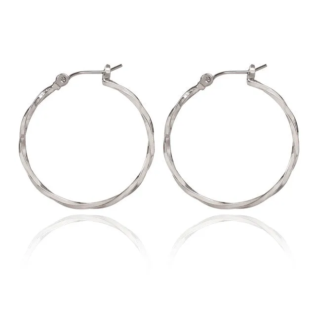 Spirit by Silver Forest Medium Twisted Hoop Earrings in Silver