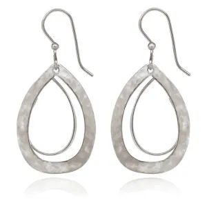 Spirit by Silver Forest Modern Teardrop Duet Earrings in Silver