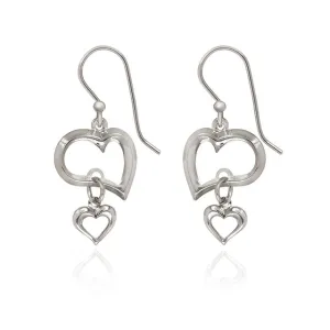 Spirit by Silver Forest Open Hearts Duet Earrings in Silver