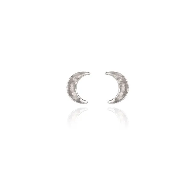 Spirit by Silver Forest Quarter Moon Stud Earrings in Silver