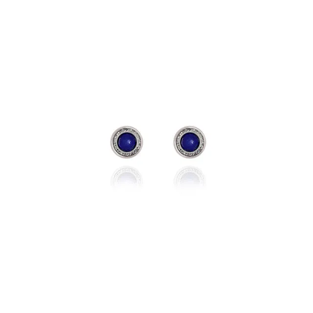 Spirit by Silver Forest Simple Blue Stone Stud Earrings in Silver