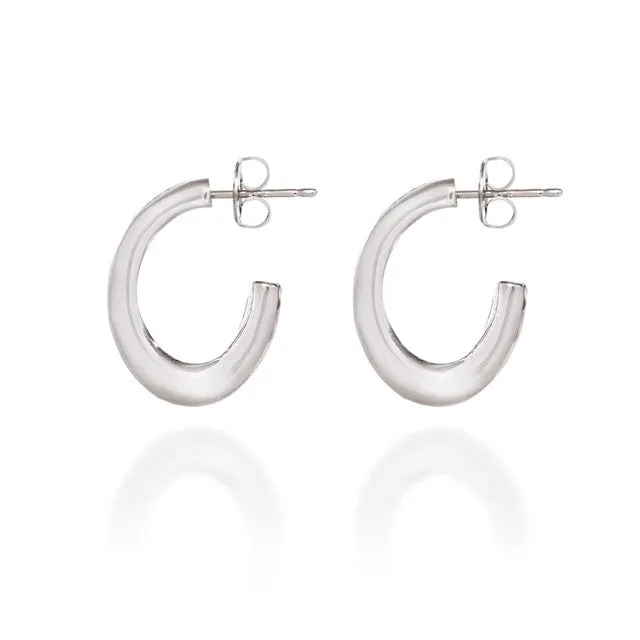 Spirit by Silver Forest Sleek Oval Hoop Silver Tone Earrings in Silver