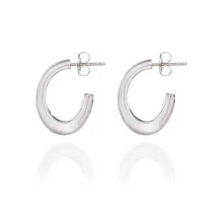 Spirit by Silver Forest Sleek Oval Hoop Silver Tone Earrings in Silver