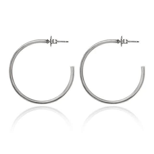 Spirit by Silver Forest Slender Hoop Earrings in Silver
