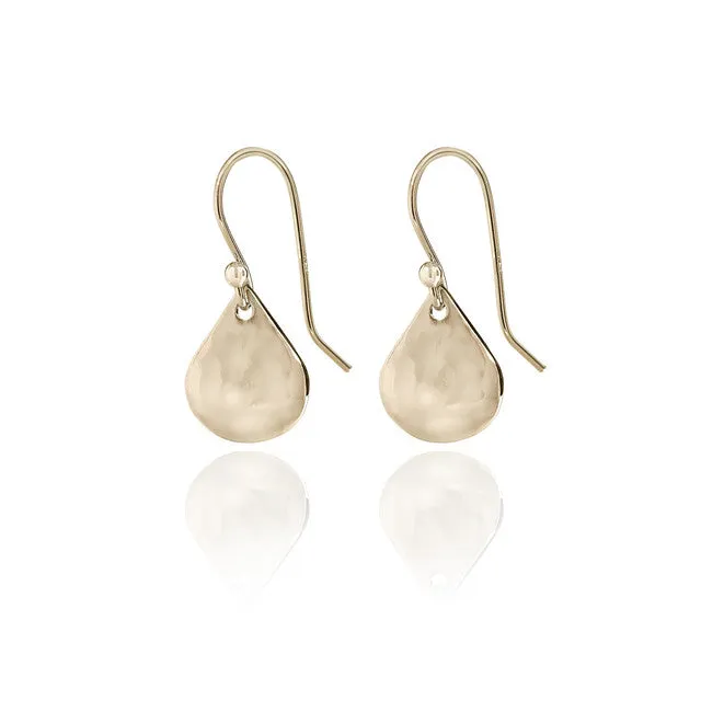 Spirit by Silver Forest Small Hammered Tear Earrings in Gold