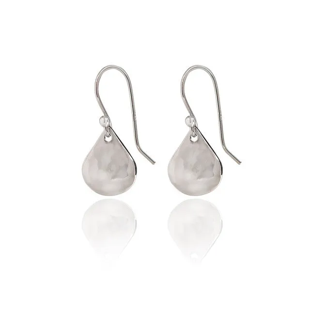 Spirit by Silver Forest Small Hammered Tear Earrings in Silver