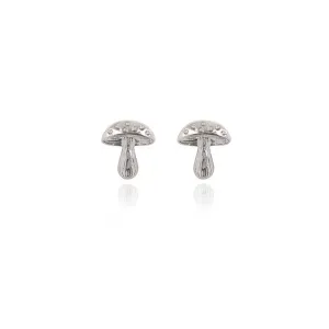 Spirit by Silver Forest Small Mushroom Stud Earrings in Silver