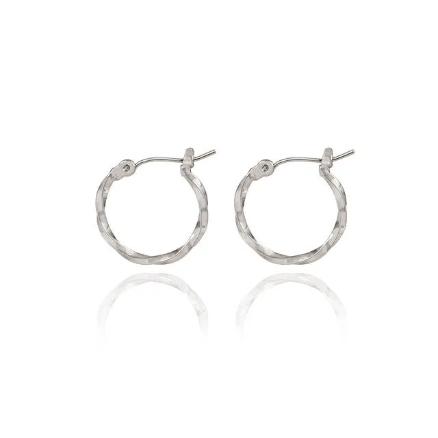 Spirit by Silver Forest Small Twisted Hoop Earrings in Silver