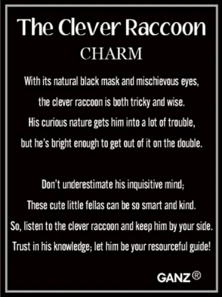 The Clever Raccoon Token Charm 1"