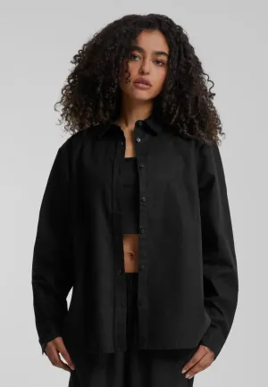 Urban Classics - Ladies Linen Mixed Oversized Black - Shirt