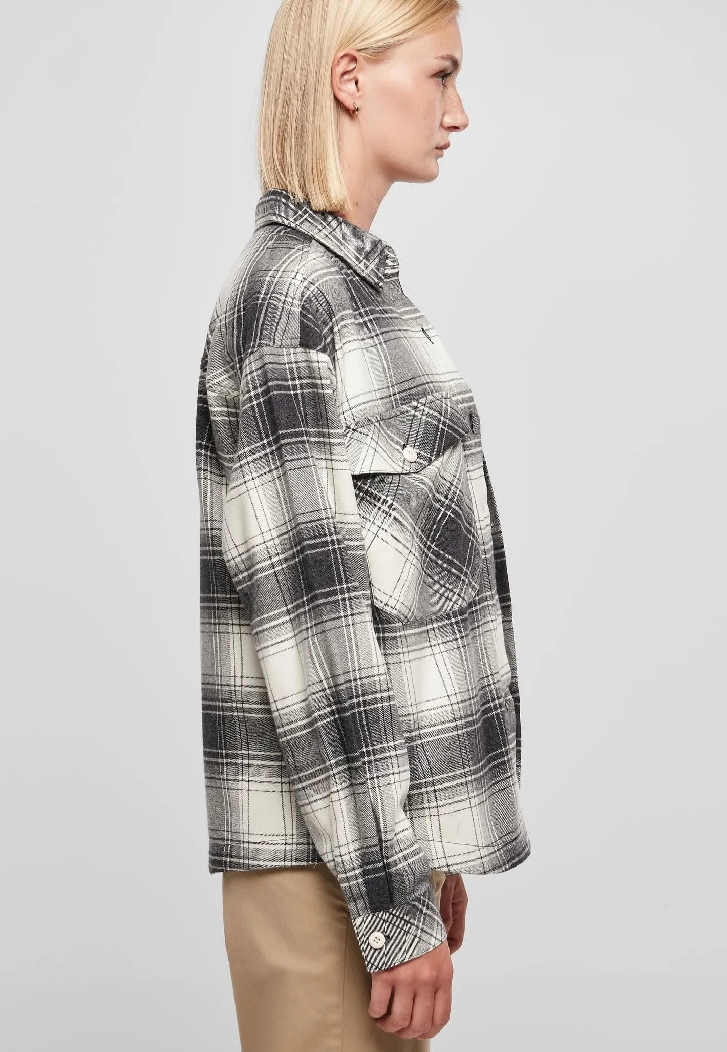Urban Classics - Ladies Oversized Check Whitesand/Black - Shirt