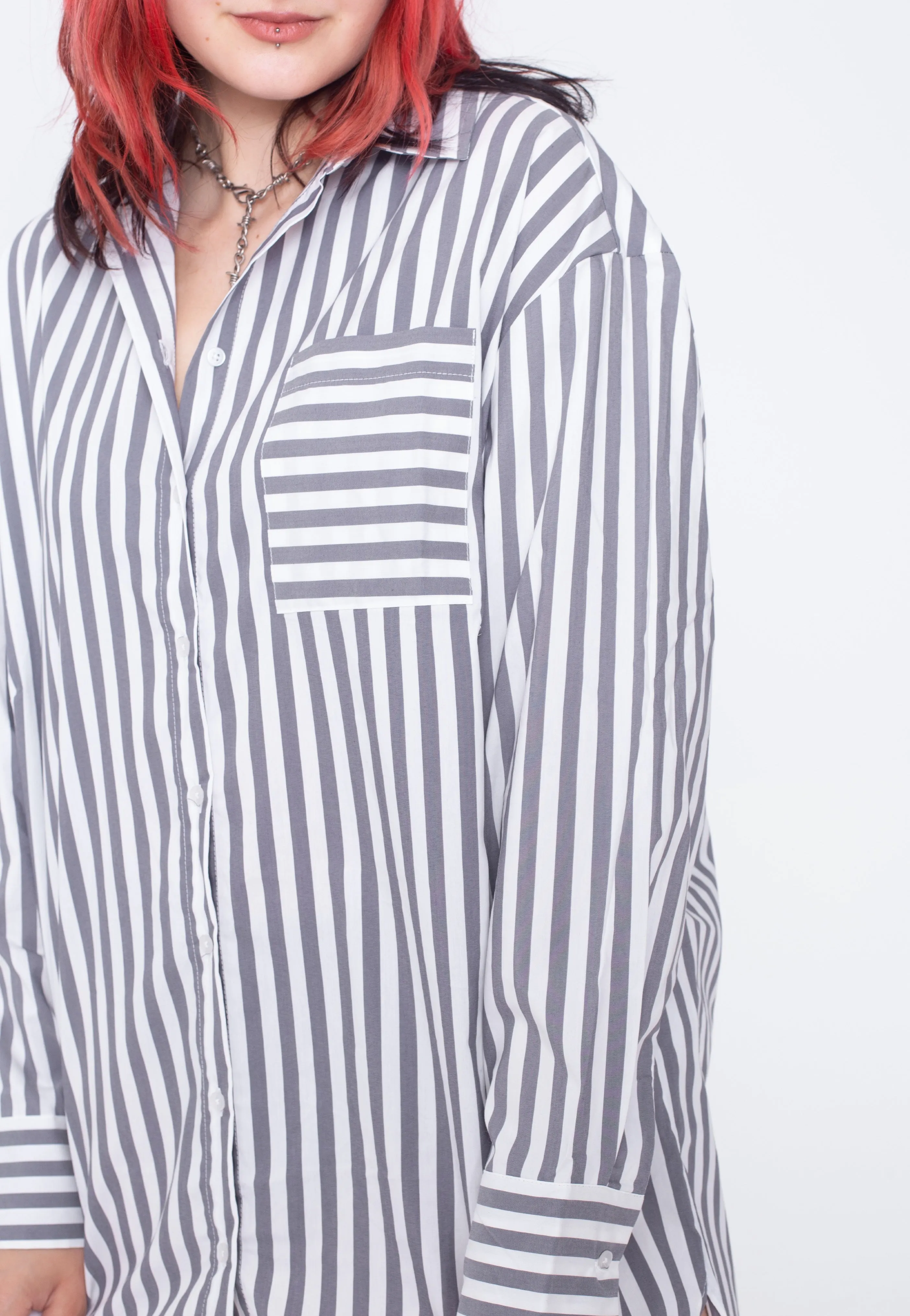 Urban Classics - Ladies Oversized Stripe White/Darkshadow - Shirt