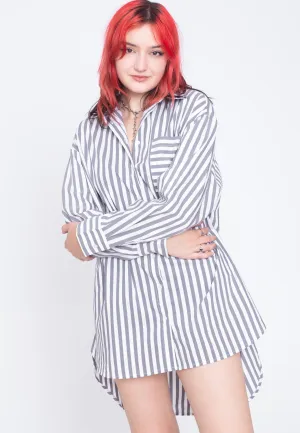 Urban Classics - Ladies Oversized Stripe White/Darkshadow - Shirt