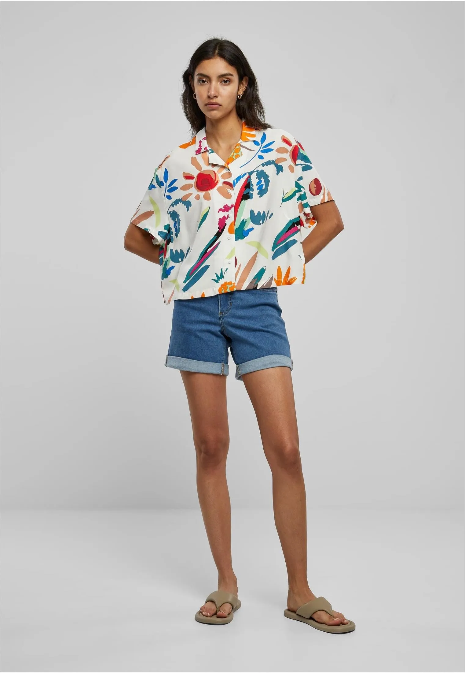 Urban Classics - Ladies Viscose Resort Whitesandfruity - Shirt