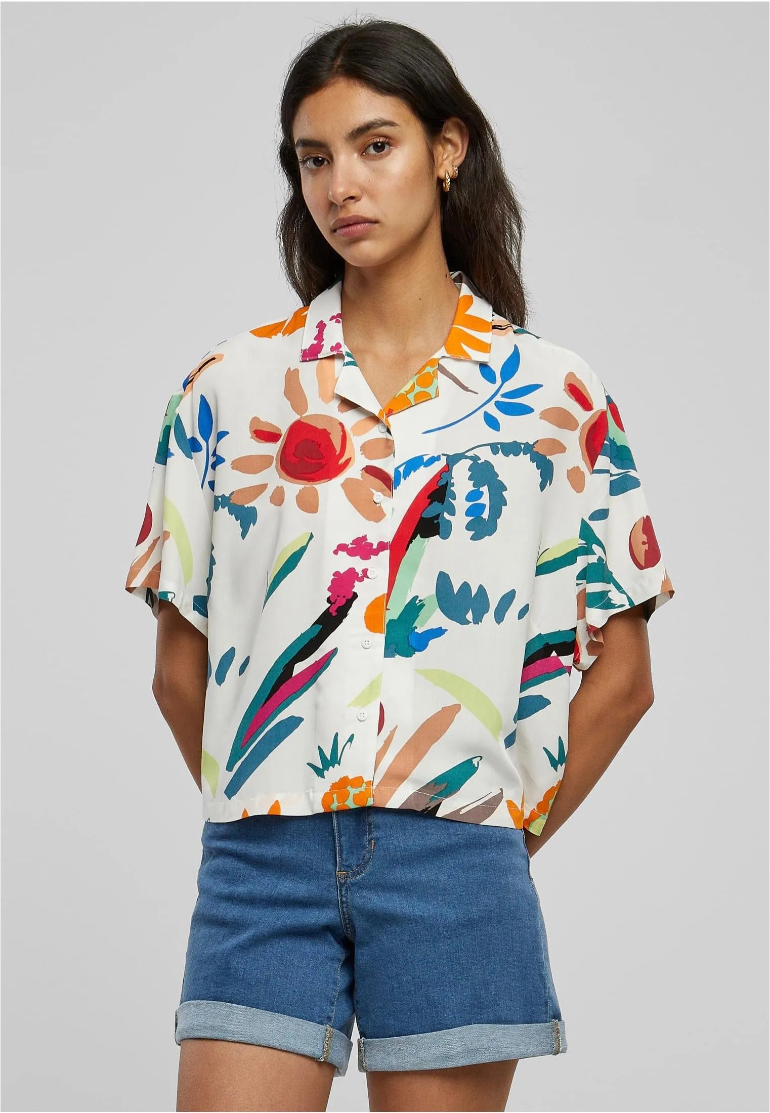 Urban Classics - Ladies Viscose Resort Whitesandfruity - Shirt