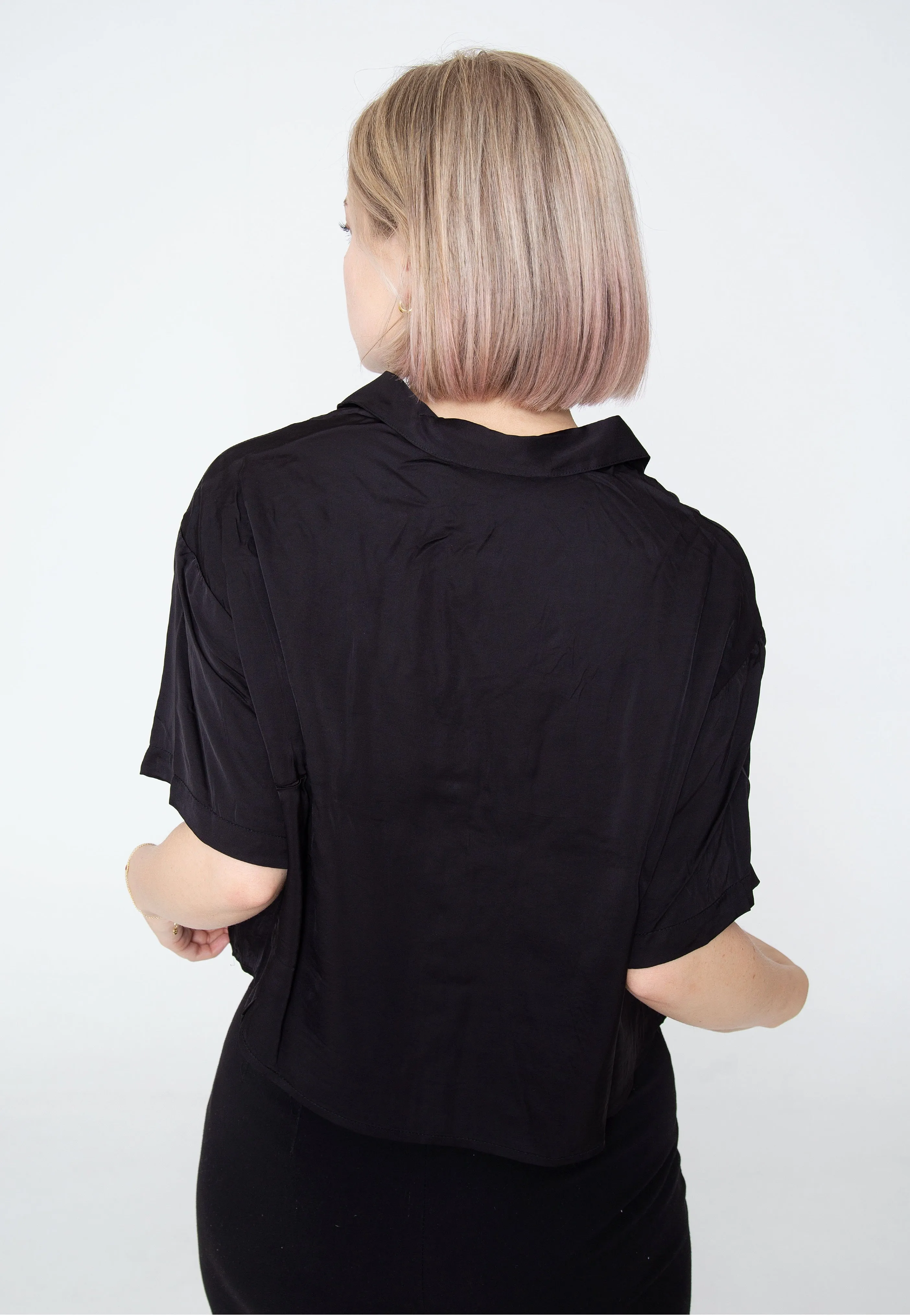 Urban Classics - Ladies Viscose Satin Resort Black - Shirt