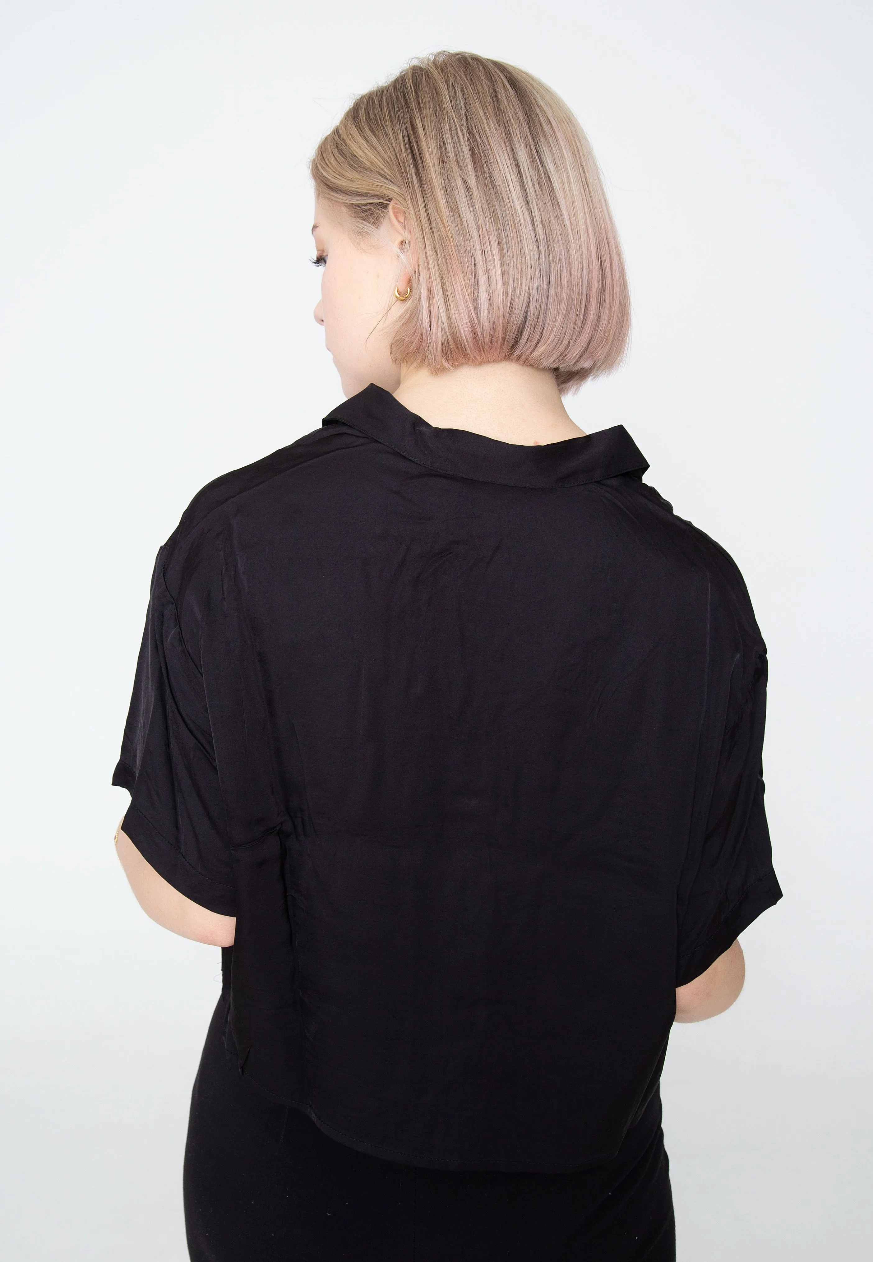 Urban Classics - Ladies Viscose Satin Resort Black - Shirt