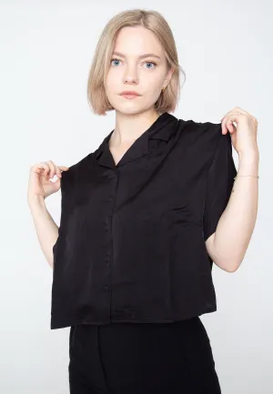 Urban Classics - Ladies Viscose Satin Resort Black - Shirt