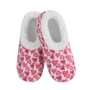 Women's Classic Cozy Snoozies Retro Red Hearts on White