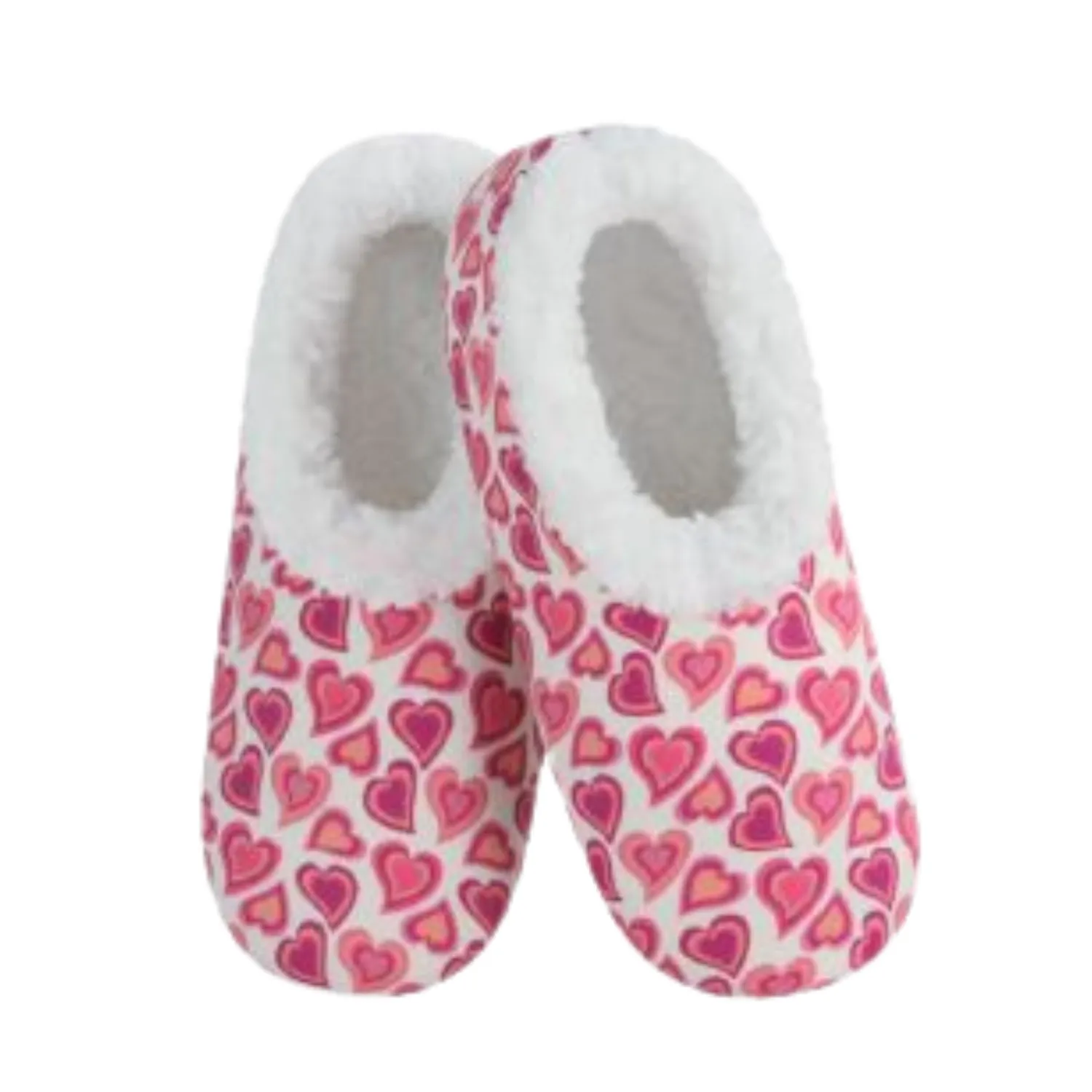 Women's Classic Cozy Snoozies Retro Red Hearts on White